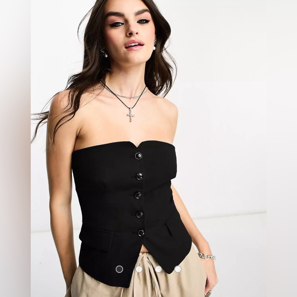 Bershka black tailored bandeau top